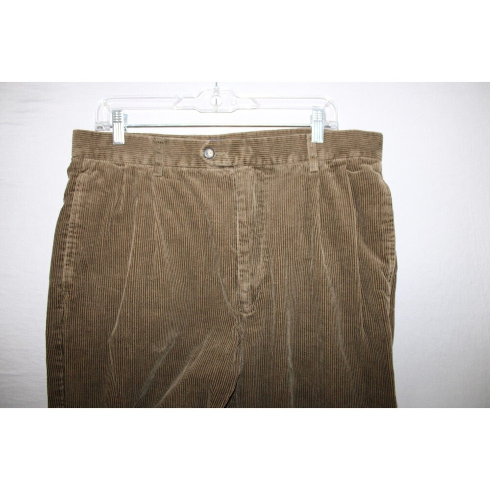 Chereskin Pleated Corduroy Pants Mens 36 x 30 Brown 100% Cotton Cuff Hem - Picture 15 of 16